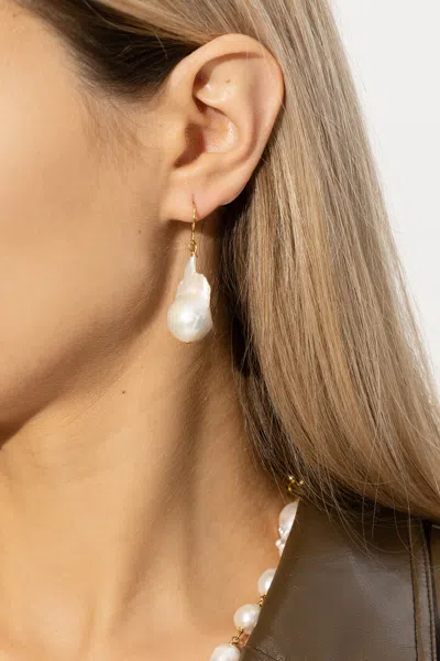 Jil Sander Pearl Earrings In White