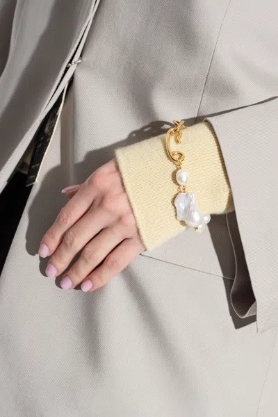 Jil Sander Pearl-embellished Bracelet In Gold