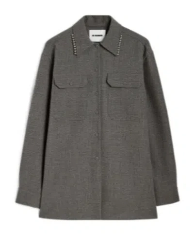 JIL SANDER PEARL-EMBELLISHED BUTTON-UP SHIRT