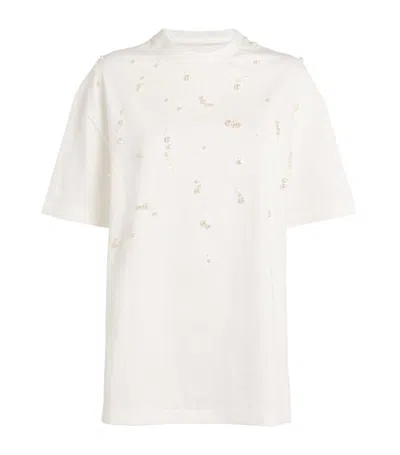 Jil Sander Pearl-embellished T-shirt In Neutrals