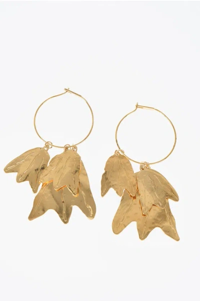 Jil Sander Pendant Culture Hoop Earrings In Gold