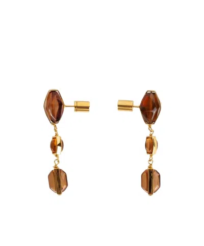 Jil Sander Pendant Earrings In Brown