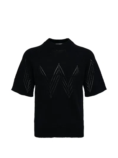 Jil Sander Perforated Cotton T-shirt In Black