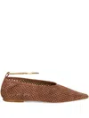 Jil Sander Perforated-design Pointed-toe Ballerina In Brown