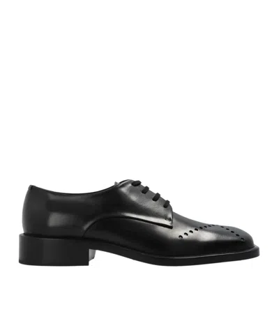 Jil Sander Perforated Leather Derby Shoes In Black