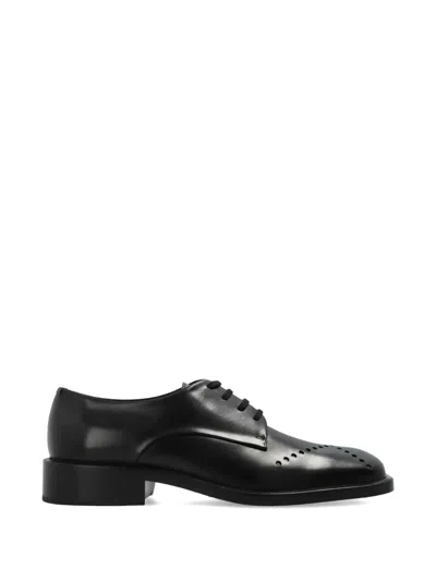 Jil Sander Perforated Leather Derby Shoes In Black