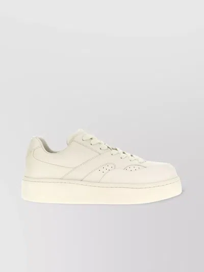 Jil Sander Perforated Round Toe Rubber Sole Sneakers In Neutral