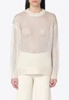 Jil Sander Ivory Perforated Sweater In Silk In Ivory