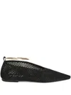 Jil Sander Perforated-suede Ballerina In Black