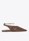 Jil Sander Perforated Suede Slingback Flats In Brown
