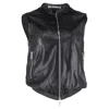 Jil Sander Perforated Zipped Vest Jacket In Black Leather In Black