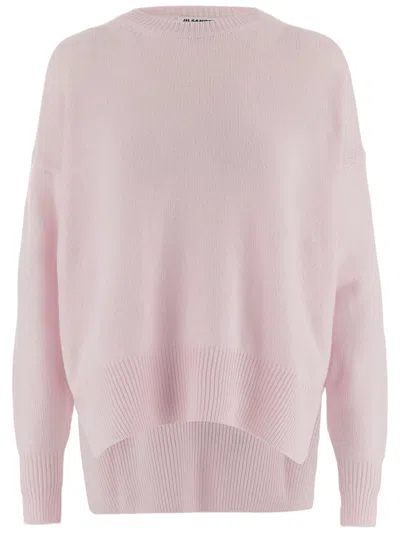 Jil Sander Pink Asymmetrical Ribbed Cashmere Sweater