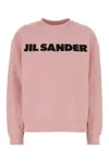 Jil Sander Cotton Sweatshirt With Ribbed Cuffs And Hem In Pink