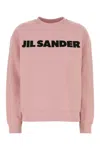 Jil Sander Cotton Sweatshirt With Ribbed Cuffs And Hem In Pink
