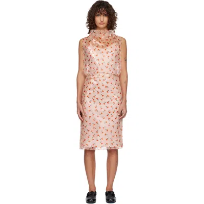 Jil Sander Pink Floral Lined Midi Dress