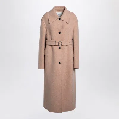 JIL SANDER PINK GRANITE WOOL COAT
