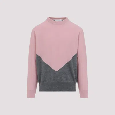 JIL SANDER MEN PINK GREY CREW-NECK SWEATER, M LUXURY SWEATERS & KNITWEAR FOR MEN DARVEYS