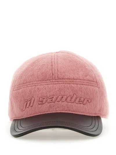 Jil Sander Pink Logo Baseball Hat In Red