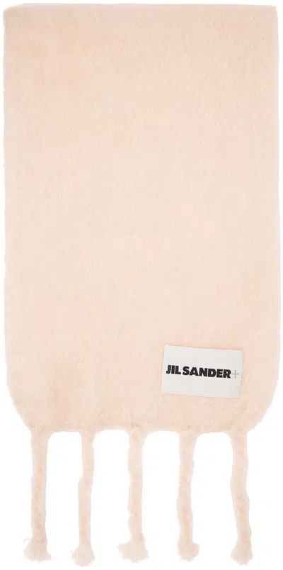 Jil Sander Pink Plain Scarf In 638 Pale Pink