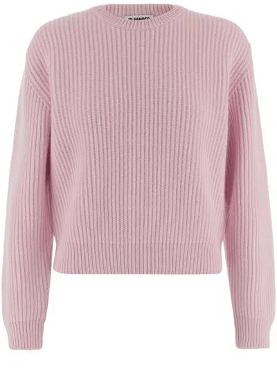 Jil Sander Pink Ribbed Knit Wool Sweater