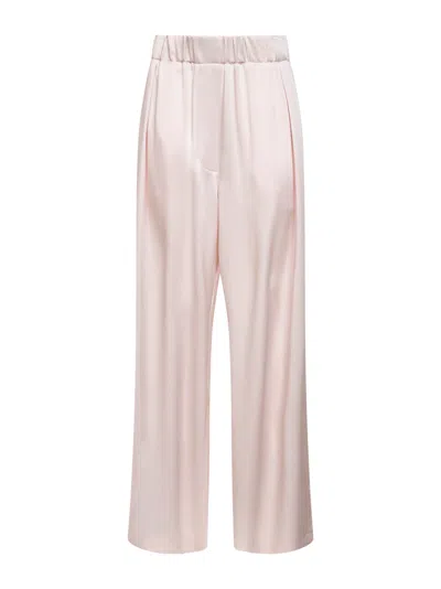 Jil Sander Women Pink Satin Wide-leg Trousers In Multi