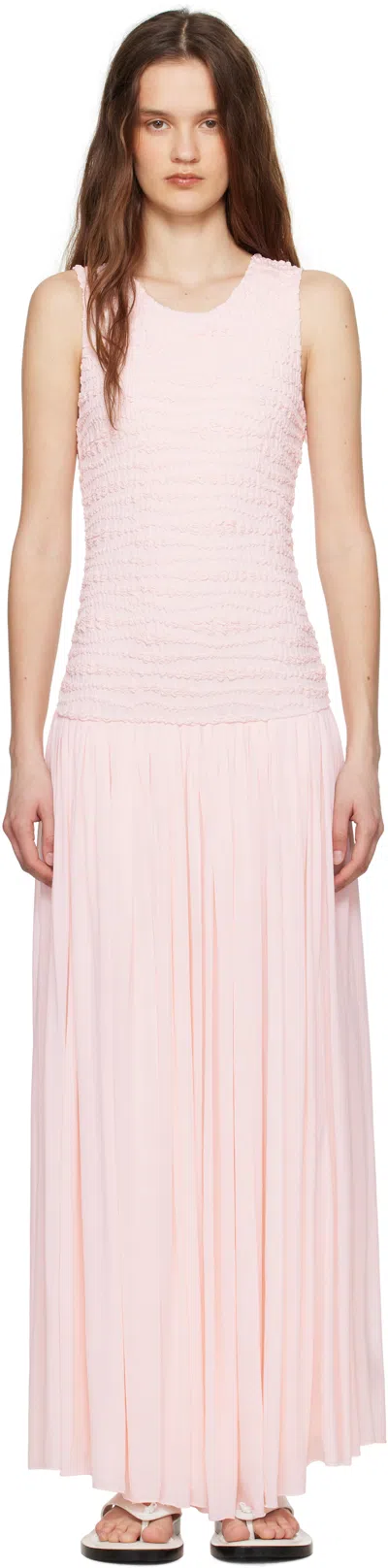 Jil Sander Pink Shirred Maxi Dress In 678 Confetti