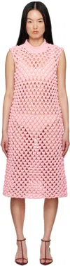 Jil Sander Pink Sleeveless Crewneck Midi Dress In 664 Cotton Candy