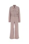Jil Sander Wool Blend Jumpsuit Belted Waist In Pink