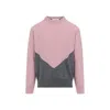 Jil Sander High Neck Color-blocked Sweater With Chevron Design In Pink
