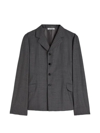 Jil Sander Pinstripe Blazer In Gray