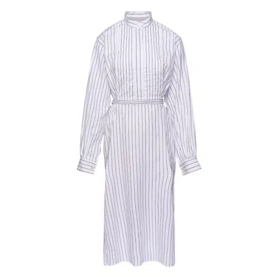 Jil Sander Pinstripe Light Cotton Dress In White