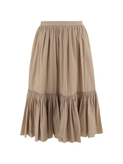 Jil Sander Pinstripe Tiered Skirt In Multi