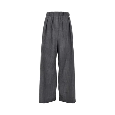 Jil Sander Pinstriped Wool Pants In Gray