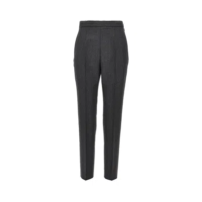 Jil Sander Pinstriped Wool Tailored Pants In Gray