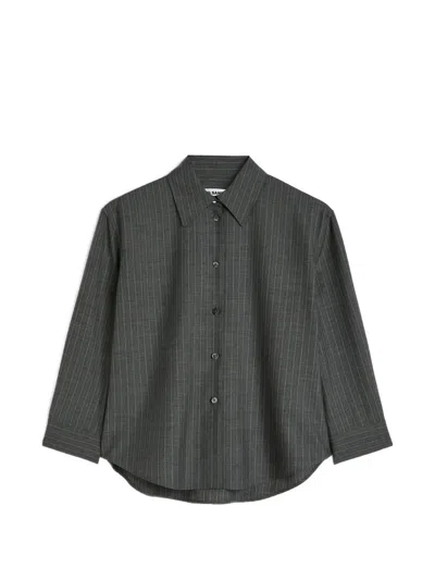 Jil Sander Pinstripe-pattern Cropped Shirt In Gray
