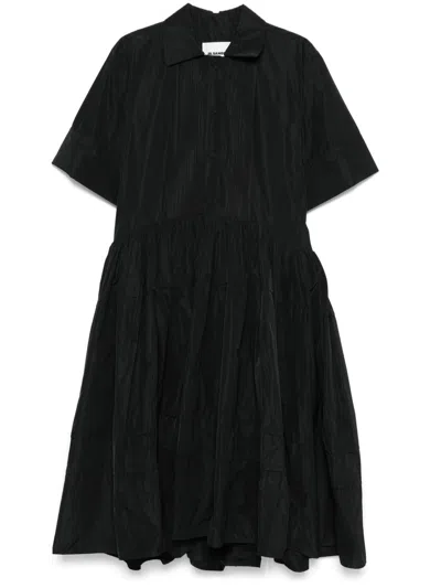 Jil Sander Pintuck-detailed Midi Dress In Black