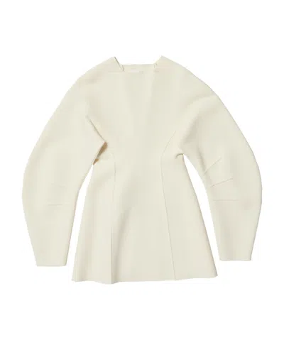 Jil Sander Piped Balloon Sleeved Jumper In White