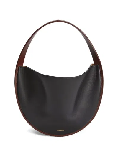 Jil Sander Synthetic Leather Shoulder Bag Curved Shape In Black