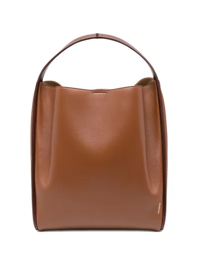 Jil Sander Pivot Leather Tote Bag In Brown