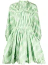 Jil Sander Checked Long Sleeve Mini Dress In Green