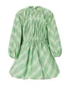 Jil Sander Checked Long Sleeve Mini Dress In Green