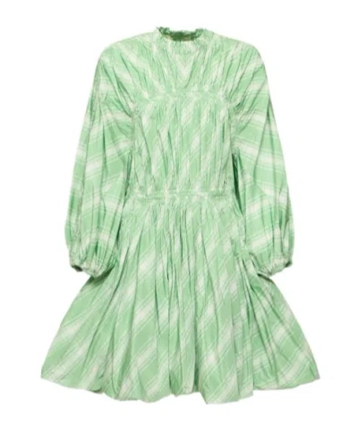 Jil Sander Plaid Long-sleeved Dress In Green