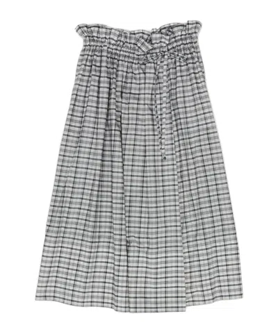 Jil Sander Plaid Midi Skirt In Gray