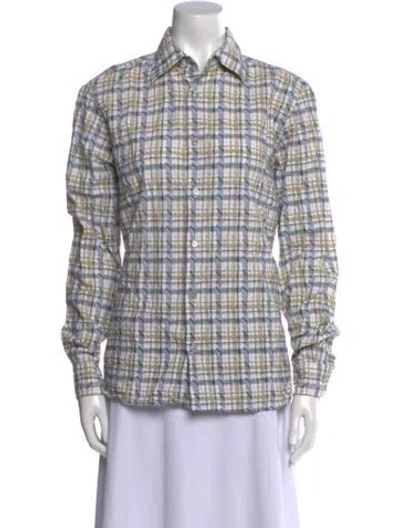 Pre-owned Jil Sander Plaid Print Long Sleeve Button-up Top In Multi