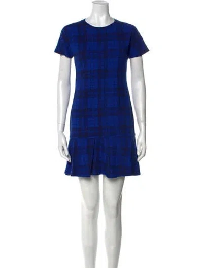 Pre-owned Jil Sander Plaid Print Mini Dress In Blue
