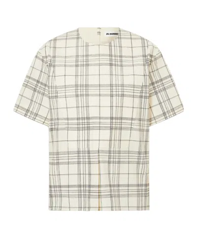 Jil Sander Checked Cotton T-shirt In Multi