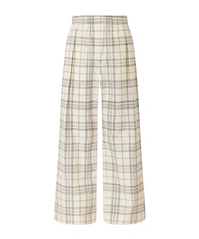 Jil Sander Checked Cotton-poplin Wide-leg Pants In White