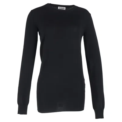 Jil Sander Plain Crewneck Sweater In Black Wool