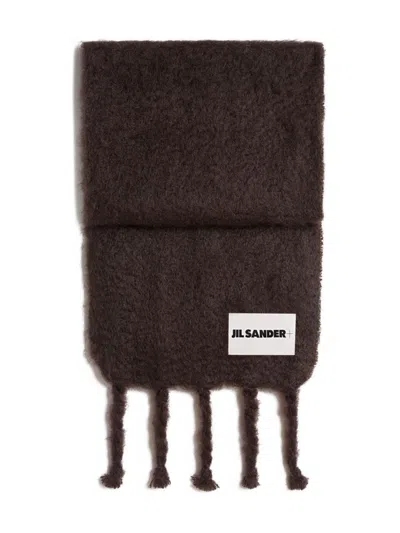 Jil Sander Plain Scarf With Label In Brown