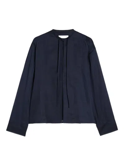 Jil Sander Plastron-drawstring Blouse In Blue